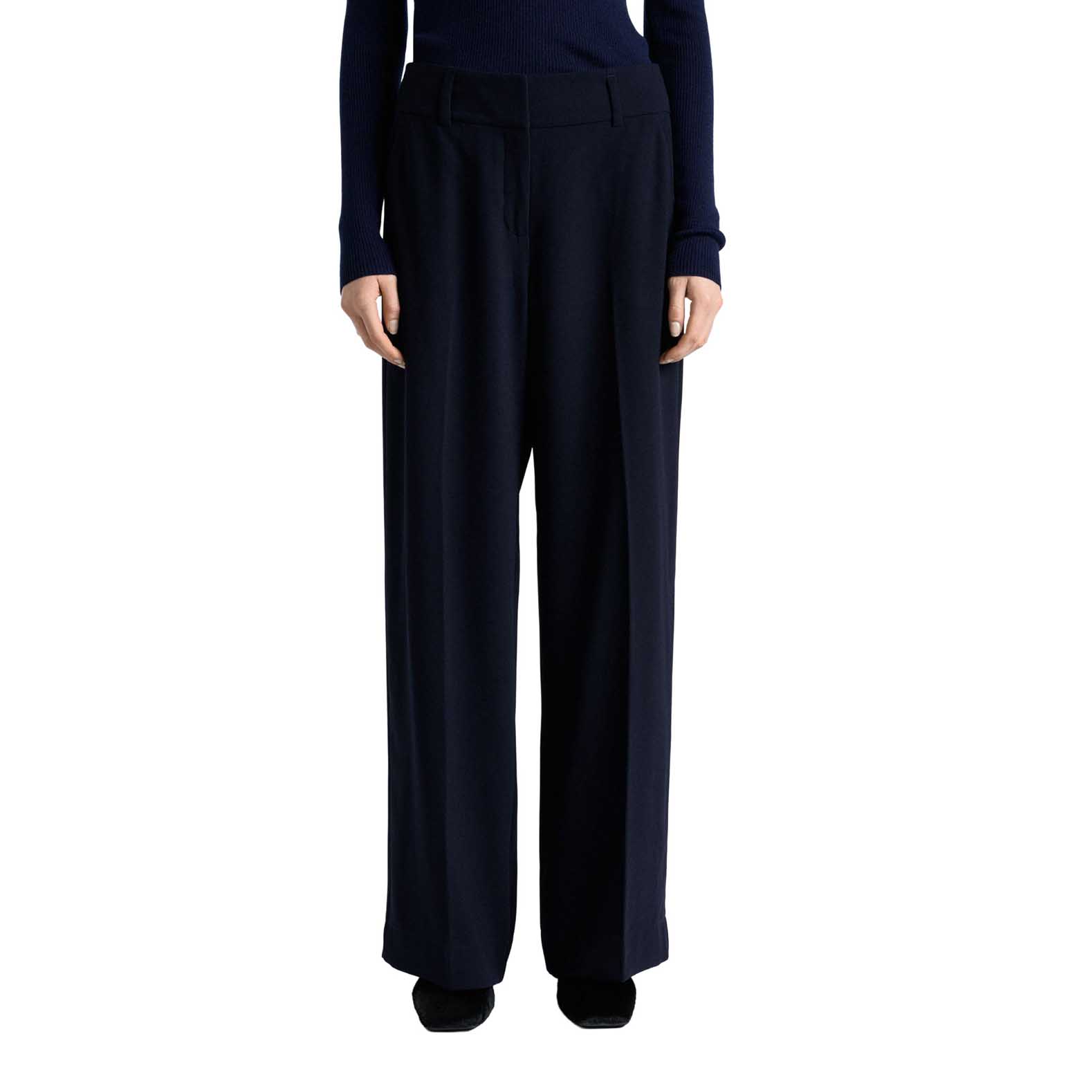 Cue Dark Ink Crepe Wide Leg Pant